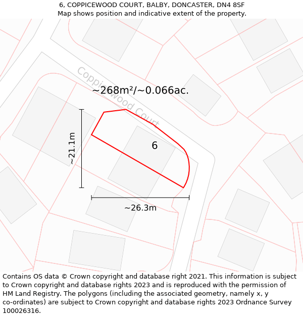 6, COPPICEWOOD COURT, BALBY, DONCASTER, DN4 8SF: Plot and title map