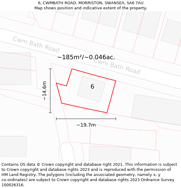 6, CWMBATH ROAD, MORRISTON, SWANSEA, SA6 7AU: Plot and title map