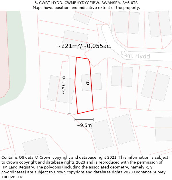 6, CWRT HYDD, CWMRHYDYCEIRW, SWANSEA, SA6 6TS: Plot and title map