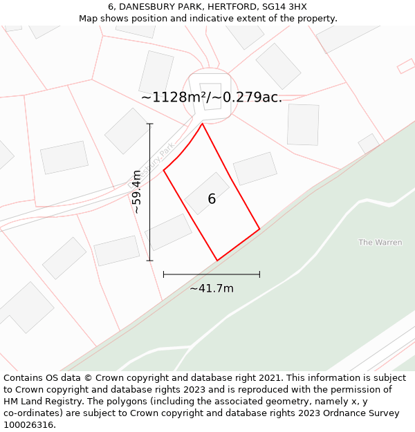 6, DANESBURY PARK, HERTFORD, SG14 3HX: Plot and title map