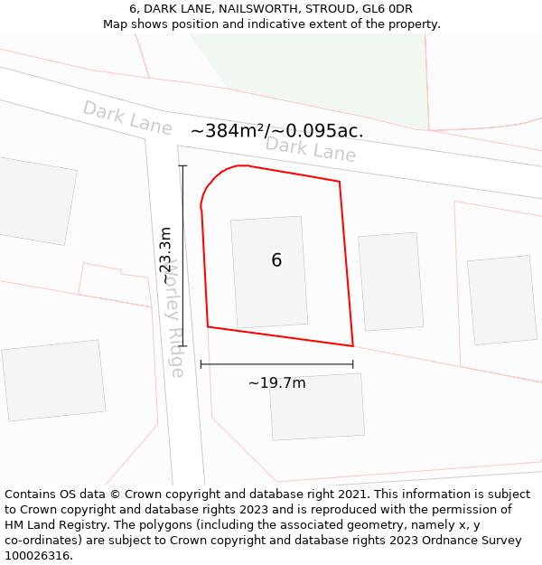 6, DARK LANE, NAILSWORTH, STROUD, GL6 0DR: Plot and title map