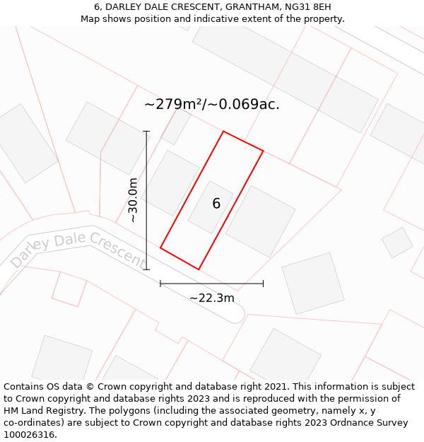 6, DARLEY DALE CRESCENT, GRANTHAM, NG31 8EH: Plot and title map