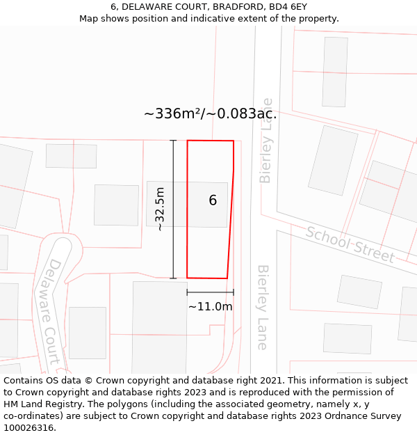 6, DELAWARE COURT, BRADFORD, BD4 6EY: Plot and title map