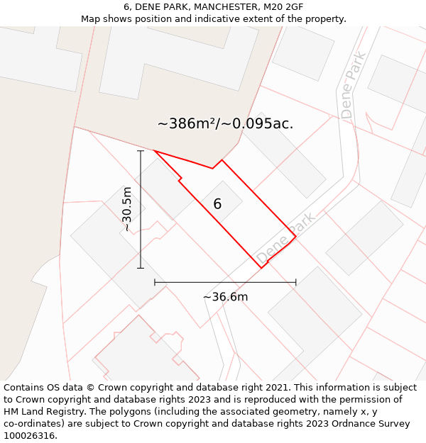 6, DENE PARK, MANCHESTER, M20 2GF: Plot and title map