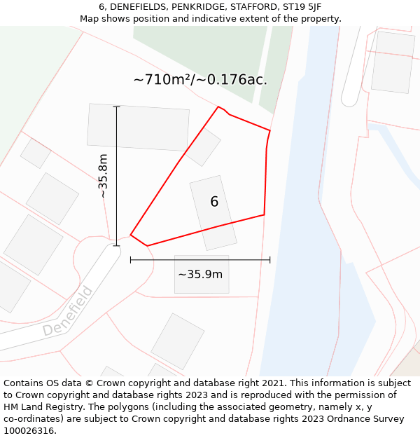 6, DENEFIELDS, PENKRIDGE, STAFFORD, ST19 5JF: Plot and title map