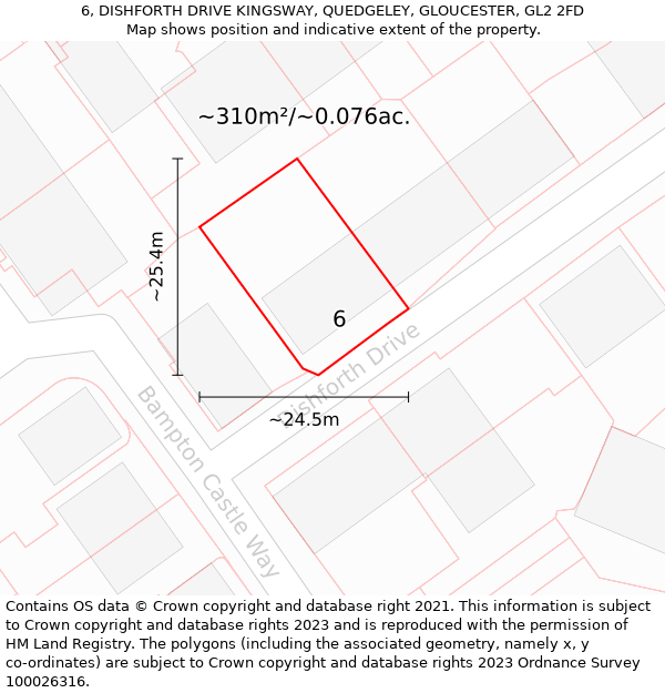 6, DISHFORTH DRIVE KINGSWAY, QUEDGELEY, GLOUCESTER, GL2 2FD: Plot and title map