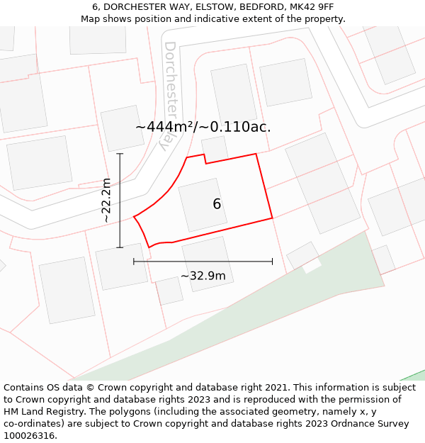 6, DORCHESTER WAY, ELSTOW, BEDFORD, MK42 9FF: Plot and title map