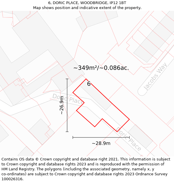 6, DORIC PLACE, WOODBRIDGE, IP12 1BT: Plot and title map