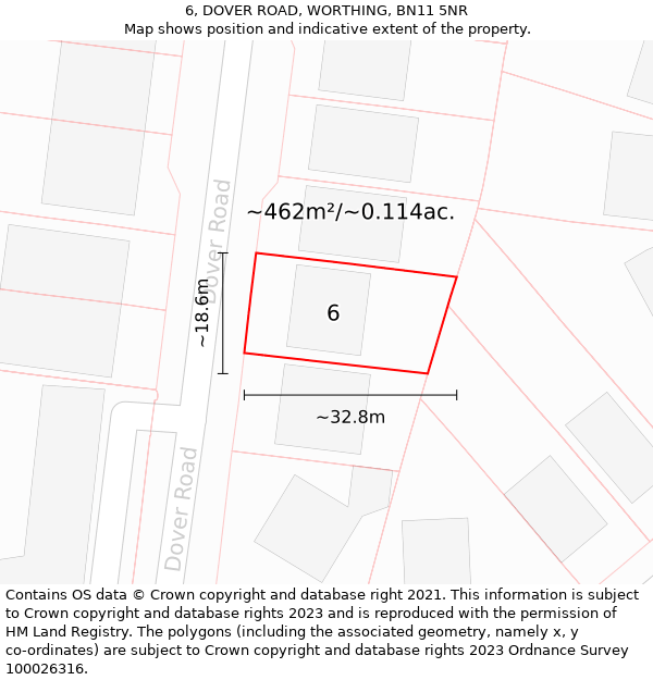 6, DOVER ROAD, WORTHING, BN11 5NR: Plot and title map