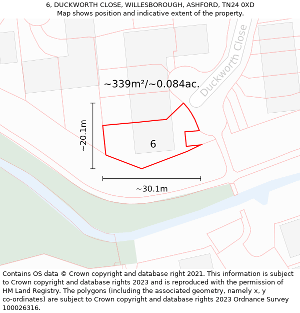 6, DUCKWORTH CLOSE, WILLESBOROUGH, ASHFORD, TN24 0XD: Plot and title map