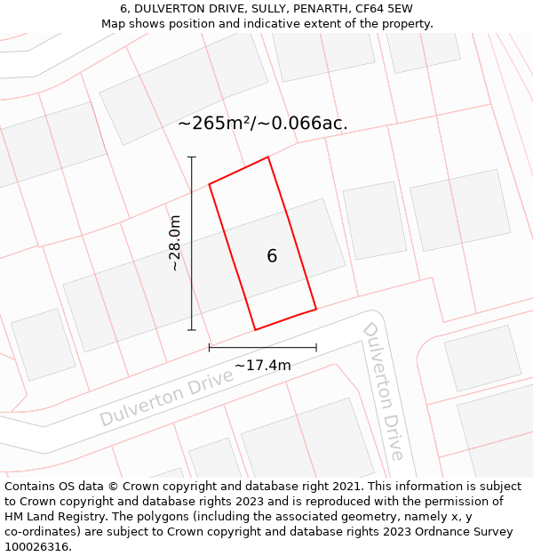 6, DULVERTON DRIVE, SULLY, PENARTH, CF64 5EW: Plot and title map