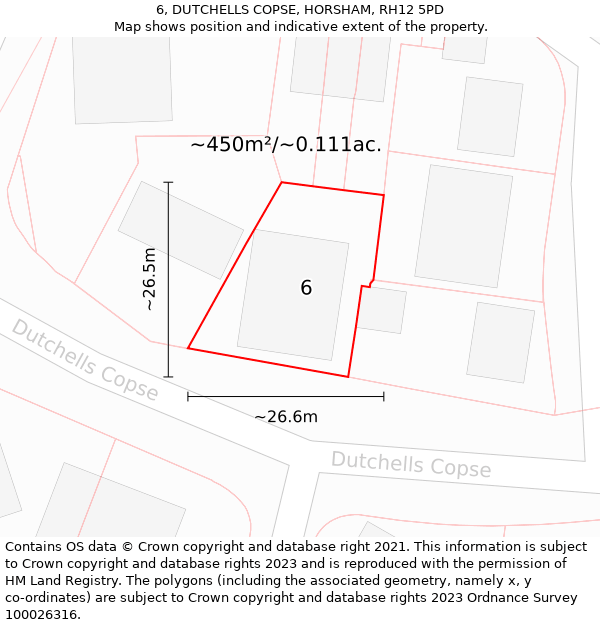 6, DUTCHELLS COPSE, HORSHAM, RH12 5PD: Plot and title map