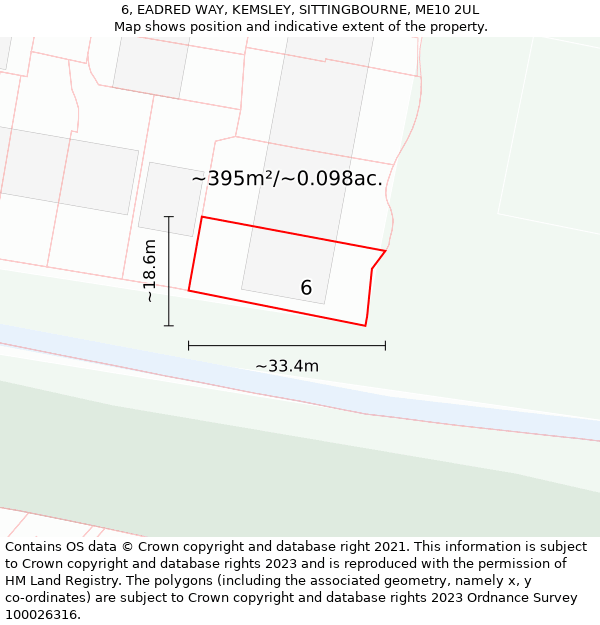 6, EADRED WAY, KEMSLEY, SITTINGBOURNE, ME10 2UL: Plot and title map