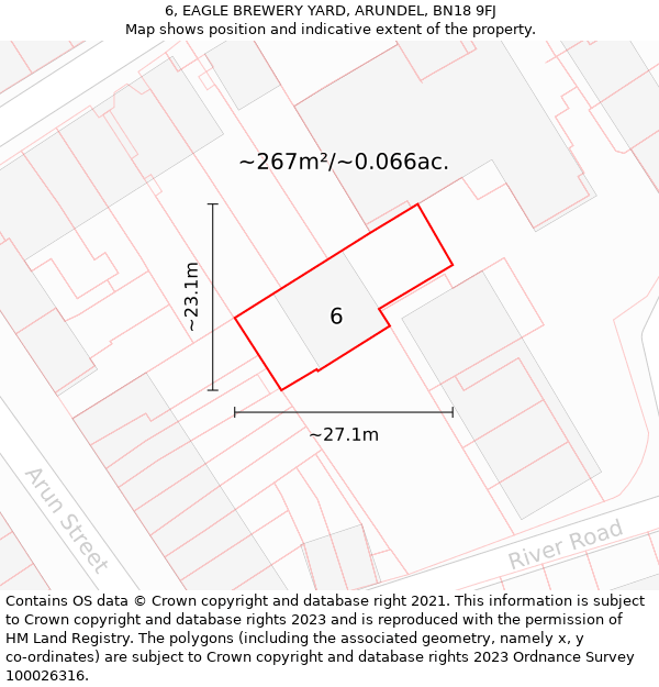 6, EAGLE BREWERY YARD, ARUNDEL, BN18 9FJ: Plot and title map