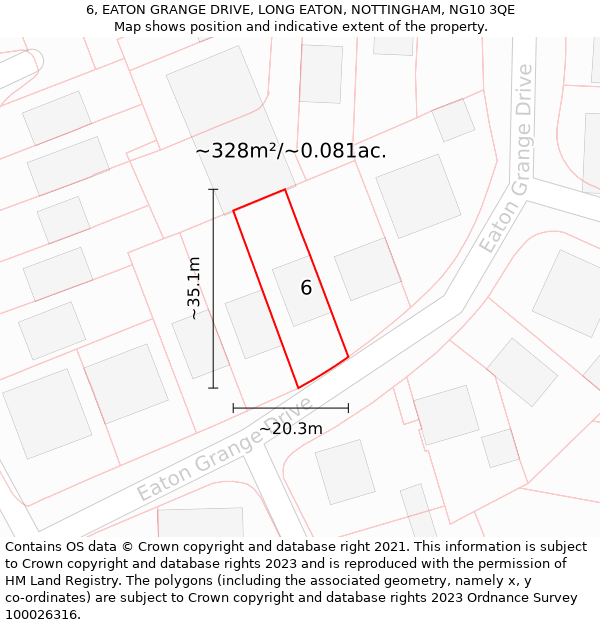 6, EATON GRANGE DRIVE, LONG EATON, NOTTINGHAM, NG10 3QE: Plot and title map