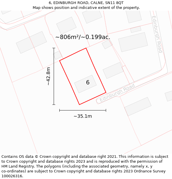 6, EDINBURGH ROAD, CALNE, SN11 8QT: Plot and title map