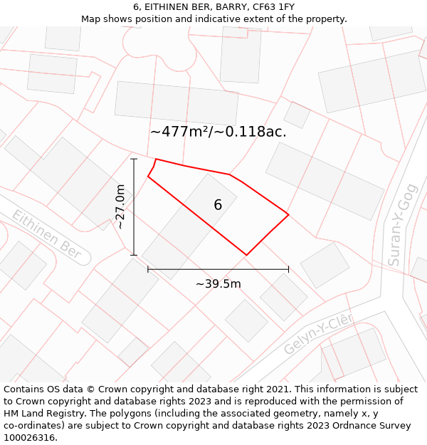 6, EITHINEN BER, BARRY, CF63 1FY: Plot and title map