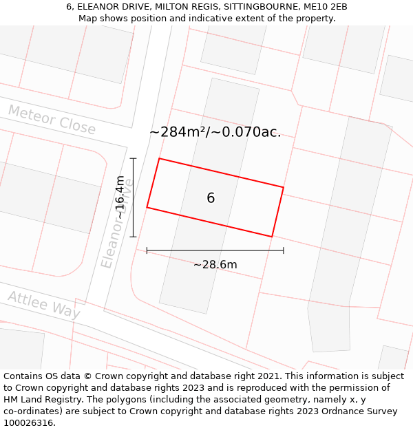 6, ELEANOR DRIVE, MILTON REGIS, SITTINGBOURNE, ME10 2EB: Plot and title map