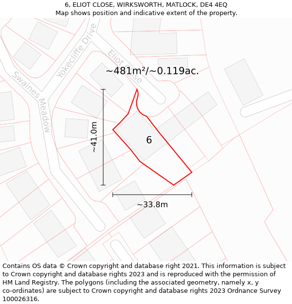 6, ELIOT CLOSE, WIRKSWORTH, MATLOCK, DE4 4EQ: Plot and title map