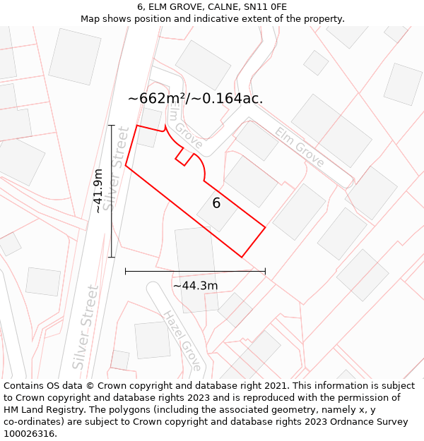 6, ELM GROVE, CALNE, SN11 0FE: Plot and title map