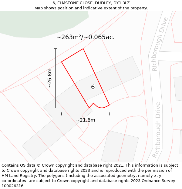6, ELMSTONE CLOSE, DUDLEY, DY1 3LZ: Plot and title map