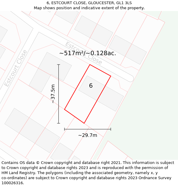 6, ESTCOURT CLOSE, GLOUCESTER, GL1 3LS: Plot and title map