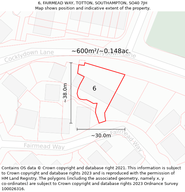 6, FAIRMEAD WAY, TOTTON, SOUTHAMPTON, SO40 7JH: Plot and title map