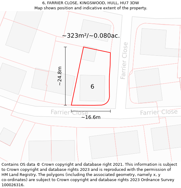 6, FARRIER CLOSE, KINGSWOOD, HULL, HU7 3DW: Plot and title map