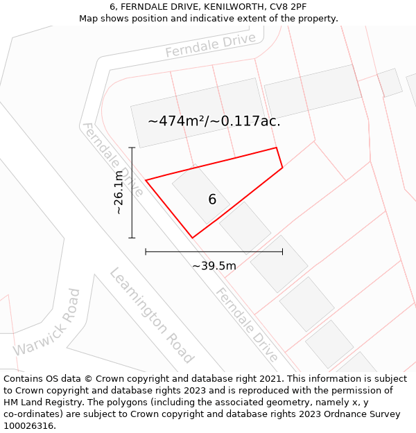 6, FERNDALE DRIVE, KENILWORTH, CV8 2PF: Plot and title map