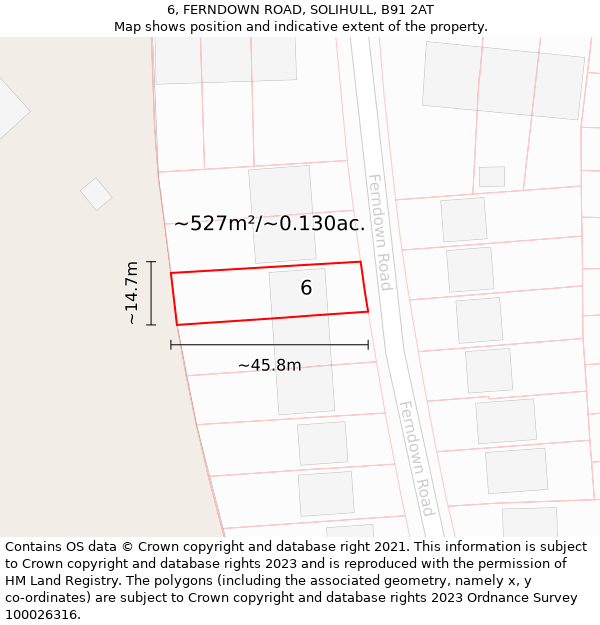 6, FERNDOWN ROAD, SOLIHULL, B91 2AT: Plot and title map