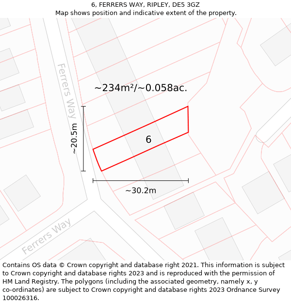 6, FERRERS WAY, RIPLEY, DE5 3GZ: Plot and title map