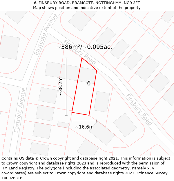6, FINSBURY ROAD, BRAMCOTE, NOTTINGHAM, NG9 3FZ: Plot and title map