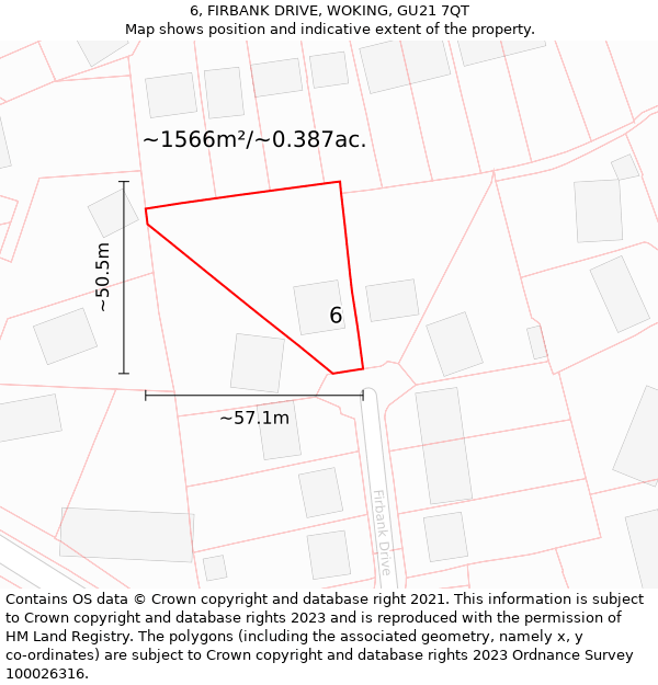 6, FIRBANK DRIVE, WOKING, GU21 7QT: Plot and title map