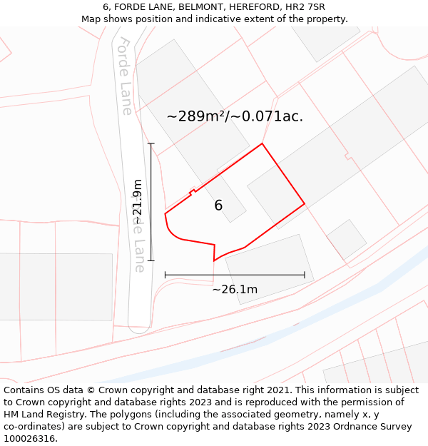 6, FORDE LANE, BELMONT, HEREFORD, HR2 7SR: Plot and title map