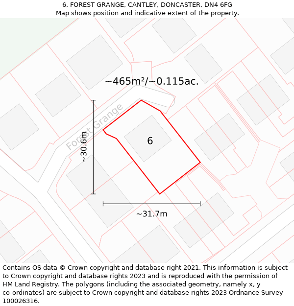 6, FOREST GRANGE, CANTLEY, DONCASTER, DN4 6FG: Plot and title map