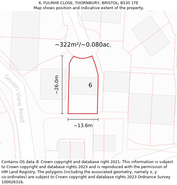 6, FULMAR CLOSE, THORNBURY, BRISTOL, BS35 1TE: Plot and title map