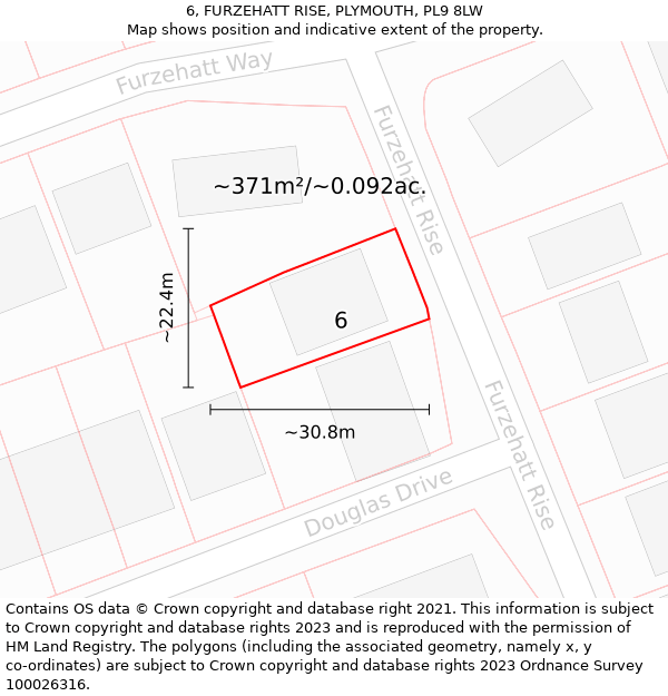 6, FURZEHATT RISE, PLYMOUTH, PL9 8LW: Plot and title map