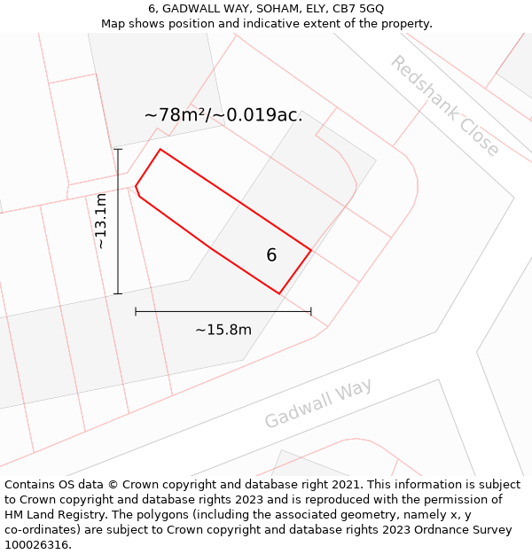 6, GADWALL WAY, SOHAM, ELY, CB7 5GQ: Plot and title map