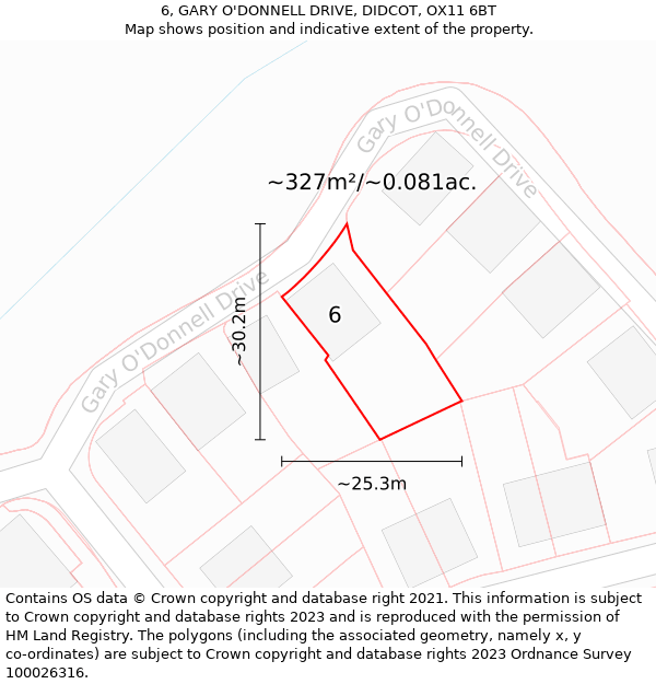 6, GARY O'DONNELL DRIVE, DIDCOT, OX11 6BT: Plot and title map