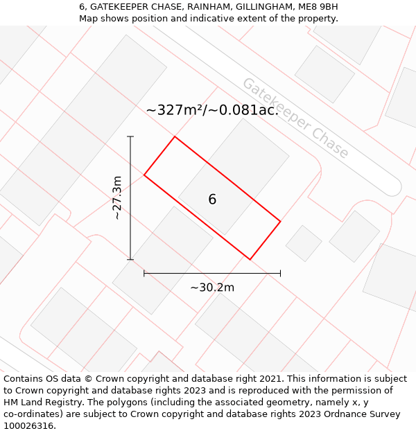 6, GATEKEEPER CHASE, RAINHAM, GILLINGHAM, ME8 9BH: Plot and title map