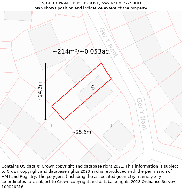 6, GER Y NANT, BIRCHGROVE, SWANSEA, SA7 0HD: Plot and title map