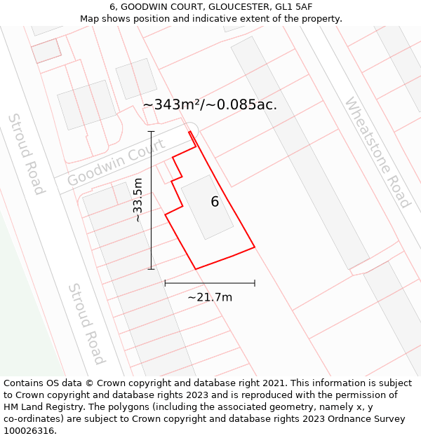 6, GOODWIN COURT, GLOUCESTER, GL1 5AF: Plot and title map