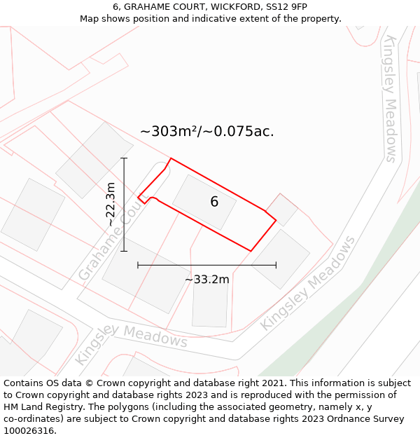 6, GRAHAME COURT, WICKFORD, SS12 9FP: Plot and title map
