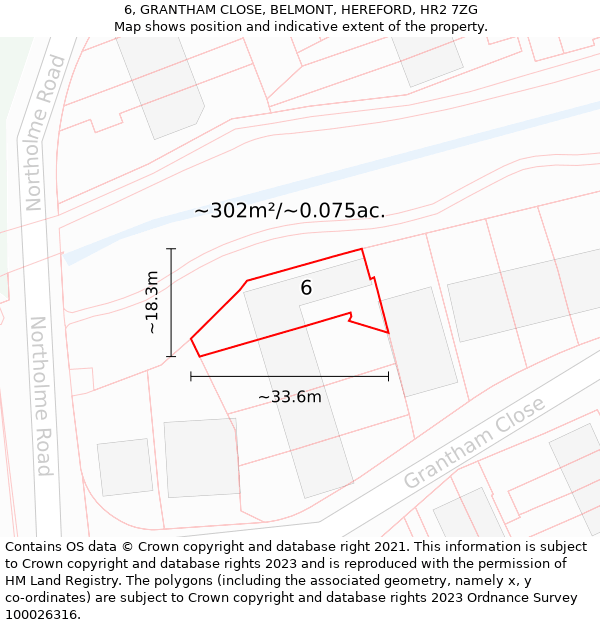 6, GRANTHAM CLOSE, BELMONT, HEREFORD, HR2 7ZG: Plot and title map