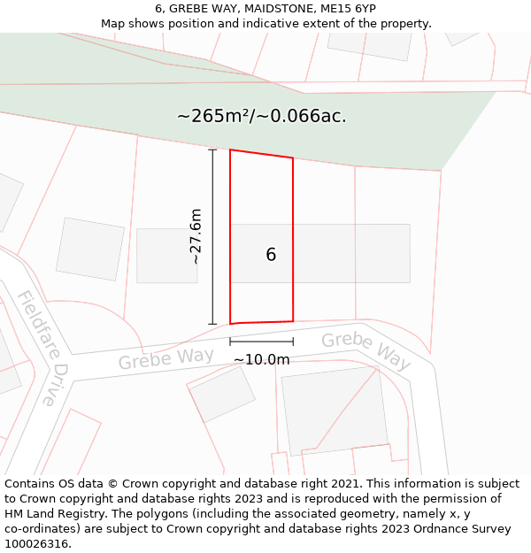 6, GREBE WAY, MAIDSTONE, ME15 6YP: Plot and title map
