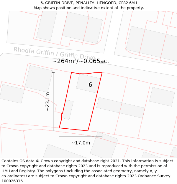 6, GRIFFIN DRIVE, PENALLTA, HENGOED, CF82 6AH: Plot and title map