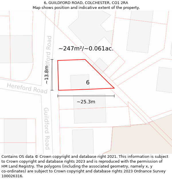 6, GUILDFORD ROAD, COLCHESTER, CO1 2RA: Plot and title map