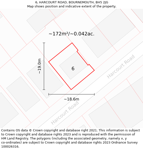 6, HARCOURT ROAD, BOURNEMOUTH, BH5 2JG: Plot and title map