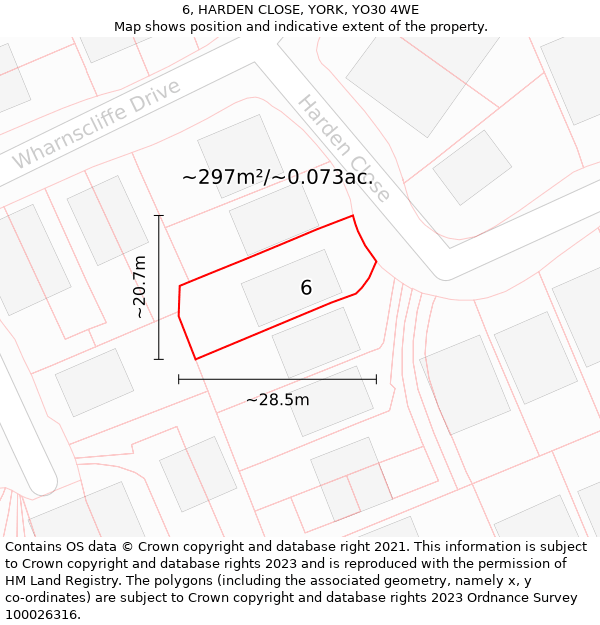 6, HARDEN CLOSE, YORK, YO30 4WE: Plot and title map