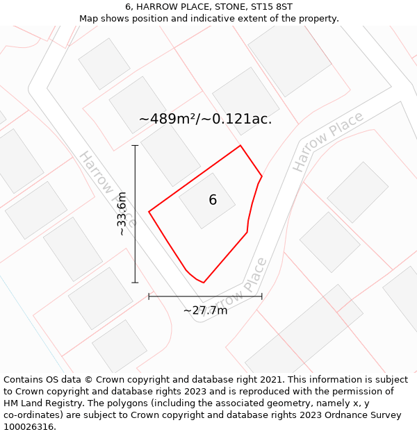 6, HARROW PLACE, STONE, ST15 8ST: Plot and title map